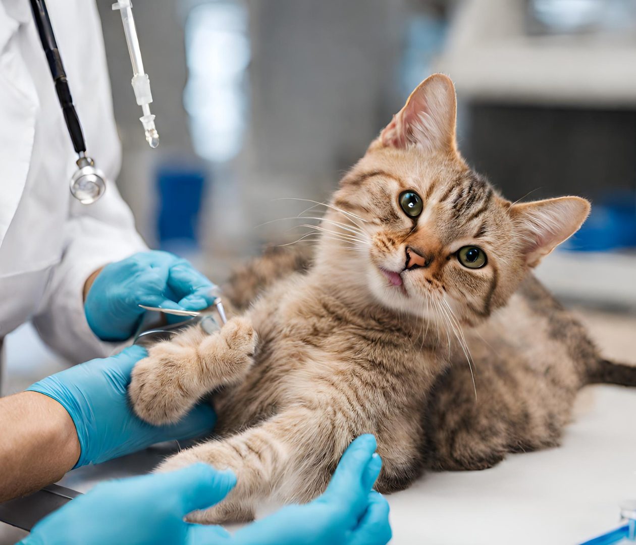 indoor cat receiving vaccine